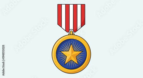 A ceremonial gold medal with a blue center and star is awarded on Day of the Veterans