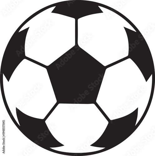 Soccer ball flat icon isolated white background minimalist black outline design vector