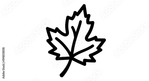 A simple black line drawing of a maple leaf
