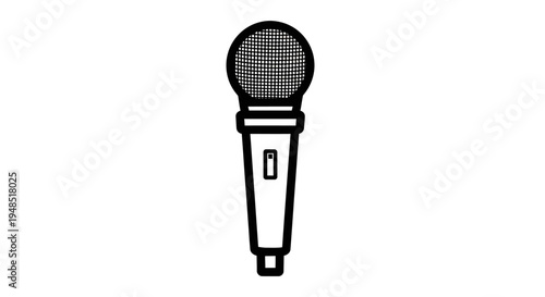 Black and white illustration of a handheld microphone