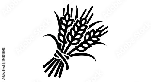 A black and white illustration of a wheat sheaf tied together