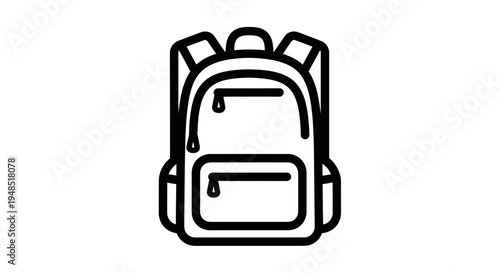 A simple line drawing of a backpack