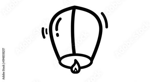 A simple line drawing of a hot air balloon in flight