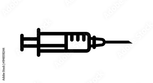 Black line icon of a medical syringe with needle