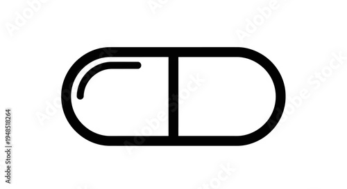 Black line drawing of a capsule pill