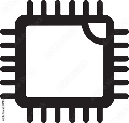 CPU Microprocessor Chip Icon Vector for Technology Design