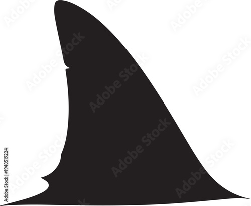Black Shark Fin Silhouette Vector Icon Isolated on White