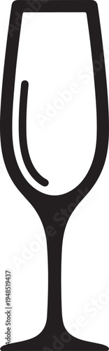 Champagne Flute Glass Icon Silhouette for Celebration and Toast