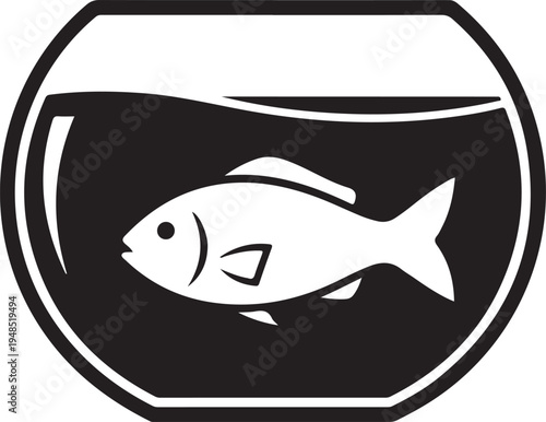Fish in a Fishbowl Icon Vector Illustration Isolated on White