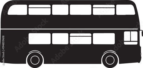 Double Decker Bus Silhouette Icon Vector Illustration
