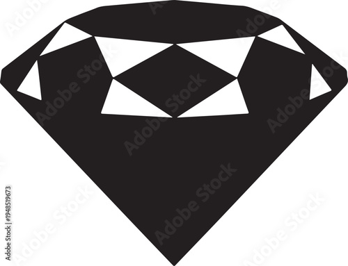 Black Diamond Icon Silhouette Isolated on White Background