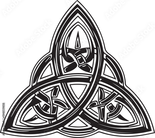 Triquetra Celtic Knot Icon Isolated Black Line Art Symbol Spiritual Elegance