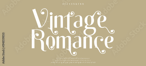 Vintage Romance typography beauty fashion elegant minimalist serif italic fonts decorative wedding vintage retro logos. Minimal luxury font alphabet logo. Vector illustration