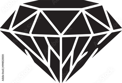 Black Diamond Gemstone Icon Silhouette Vector Design Element