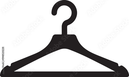 Black Clothes Hanger Icon Silhouette Isolated on White Background
