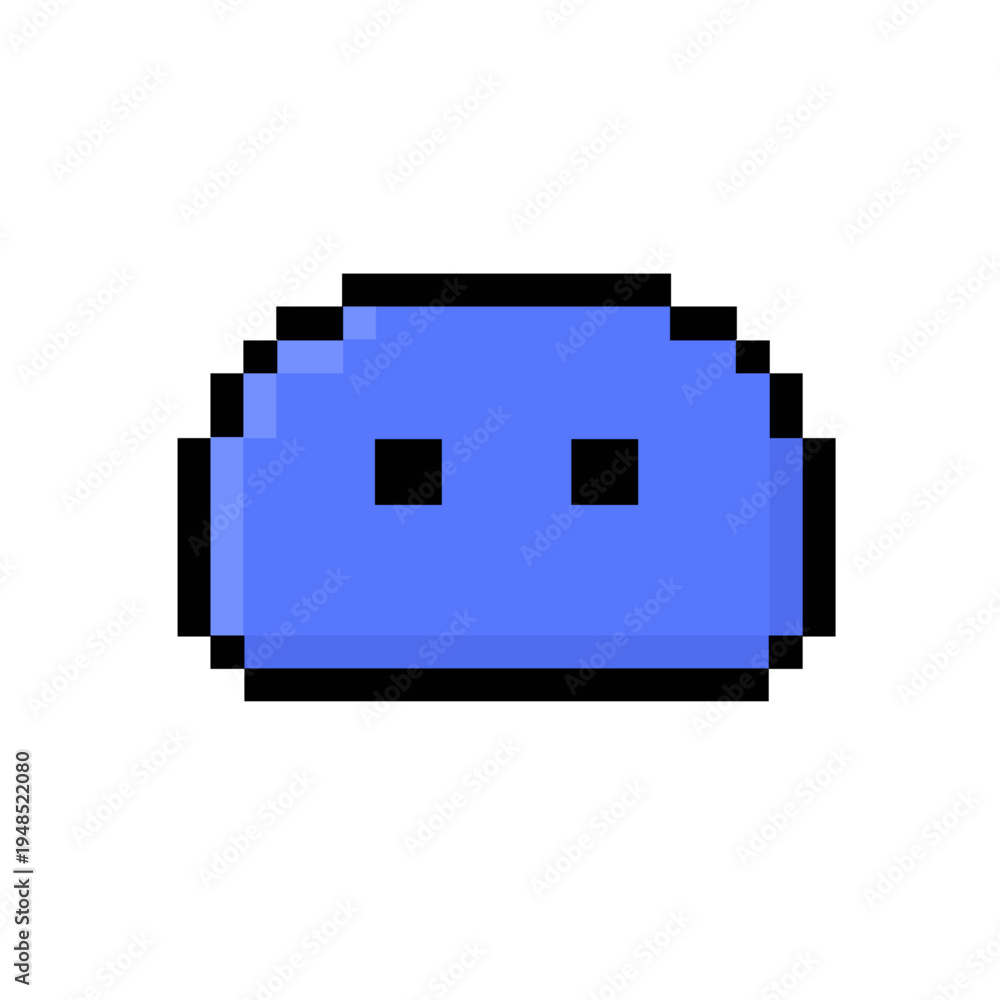 Obraz premium Charming Pixel Art Blue Blob Character with Expressive Eyes, a Simple Digital Icon Design Perfect for Gaming or Application Interface Elements