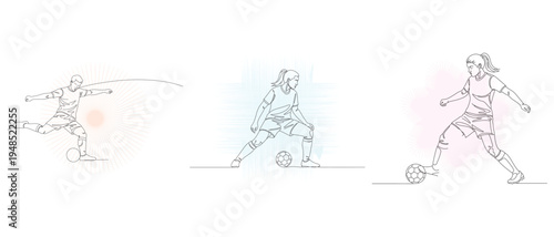 Soccer Player Action Sequence Illustration Vector Graphic Design Elements Kicking Dribbling Football