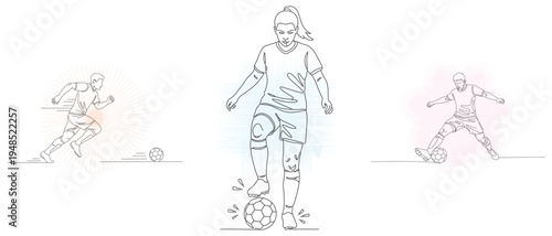 Soccer Players Dynamic Action Illustration Set Vector Design For Sports Training And Competition