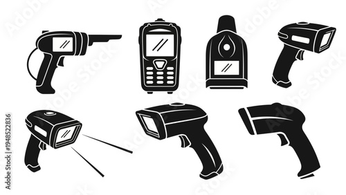 Barcode Scanners and Mobile Computer Icons Set