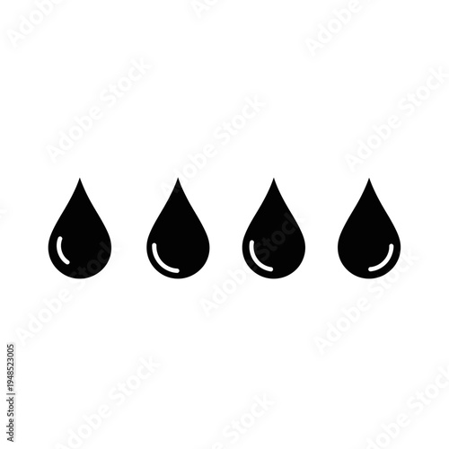 Black water drops icon on white background