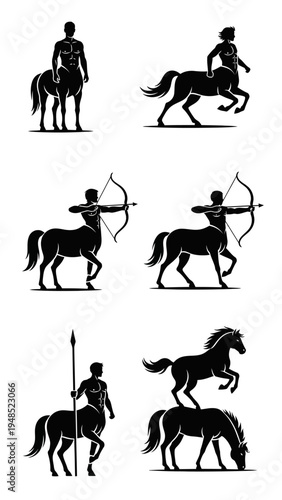 Centaur Silhouette Collection: Archer, Warrior, Horse