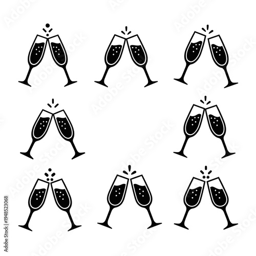 Champagne Toast Celebration Clinking Glasses Pattern - Celebration Vector Icon