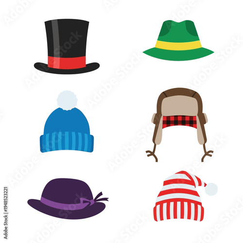 Collection of Diverse Hats and Headwear - Top Hat, Fedora, Beanie, Ushanka, Winter
