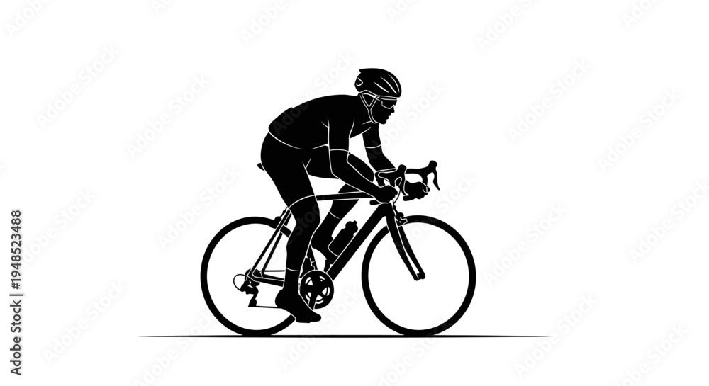 Naklejka premium Cyclist Riding a Bicycle Fast.