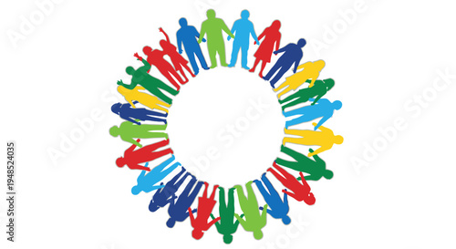 People celebrate Emancipation Day with diverse colorful figures in a circle