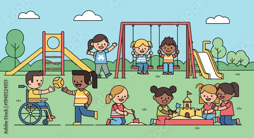 Children celebrate Emancipation Day with joyful activities at a vibrant playground