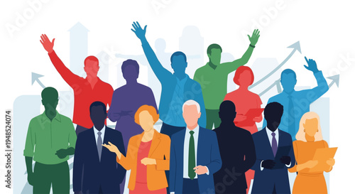 People celebrate Emancipation Day with diverse group in cityscape