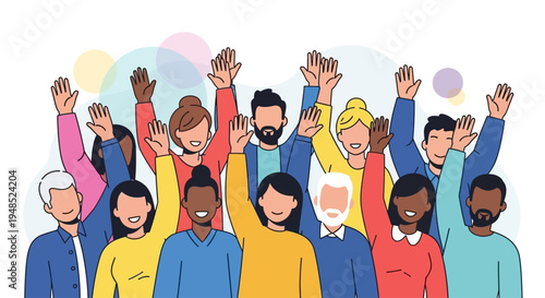 People of different ethnicities celebrate Emancipation Day with raised hands