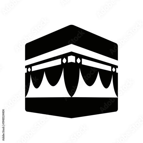 Kaaba Icon, Islamic Holy Site, Mecca, Saudi Arabia, Black and White