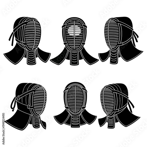 Kendo Helmet Masks - Six Views of Samurai Warrior Protective Gear