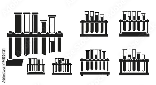 Laboratory Test Tubes in Racks - Science and Research Icons