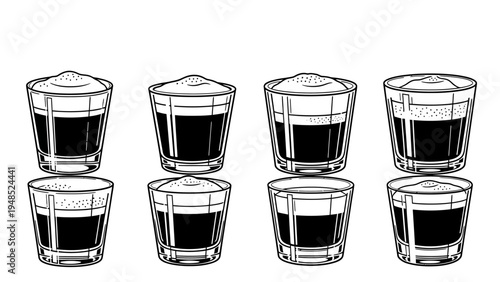 Layered Coffee Drinks, Espresso Shots, Cappuccino, Latte Art, Barista