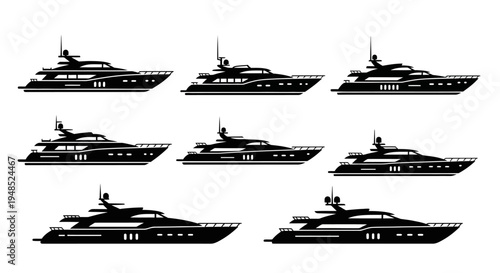 Luxury Yacht Silhouettes Collection
