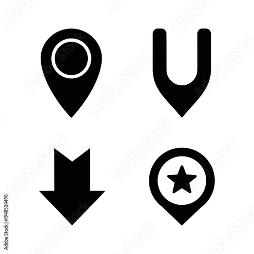 Map Pin Icons Set: Location, Favorite, Navigation, Pointer