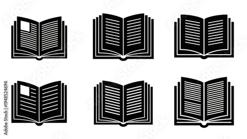 Open Books Collection Icons, Vector Art - Education and Knowledge Symbols