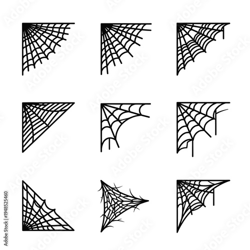 Spider Web Corner Accents - Set of 9 Unique Designs