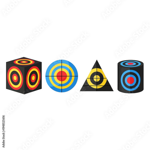 Variety of Target Shapes: Cube, Circle, Triangle, Cylinder