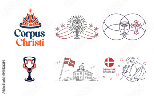 Corpus christi and fathers day in denmark flags chalices