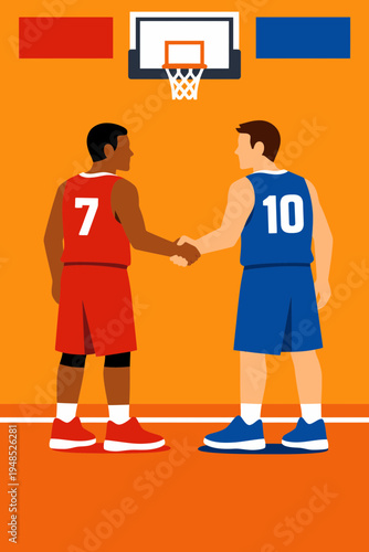 Vector Illustration of Basketball Game Promoting Peace and Equality