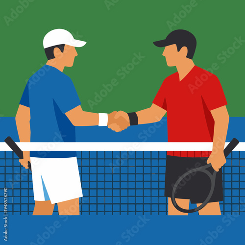 Vector Illustration of Tennis Match Symbolizing Fair Play and Peace