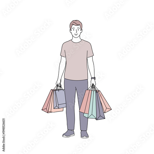 Man Holding Shopping Bags Full of Purchases