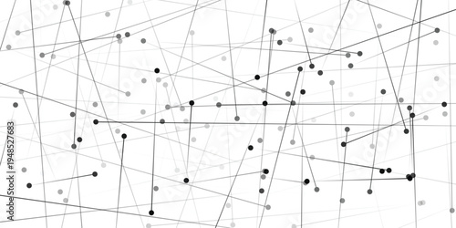 Abstract white background with black scattered dots and lines, scientific or data connection concept, Background Pattern, Design Element