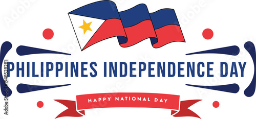 Philippines independence day flag waving with text national day waving flag blue