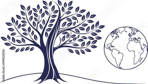 Tree and globe for environment day earth