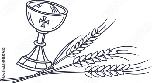 Chalice with wheat ears religious symbol