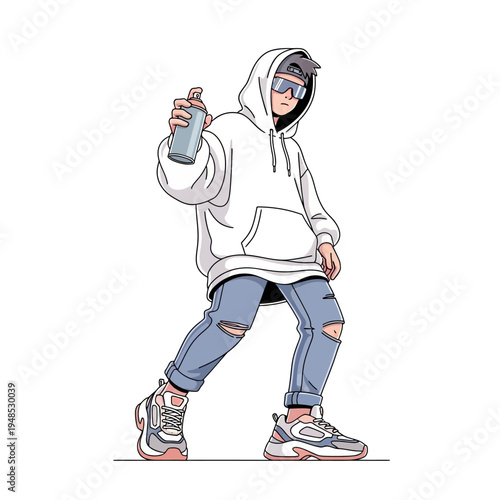 Urban Artist with Spray Can, Cool Street Style, Graffiti Culture